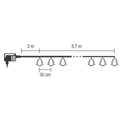 LED-es fényfüzér, fenyő, 20 LED, melegfehér, beltéri hálózati adapter - KLW 20 GP